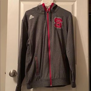 Gray Adidas NC State Zip Front Hoodie